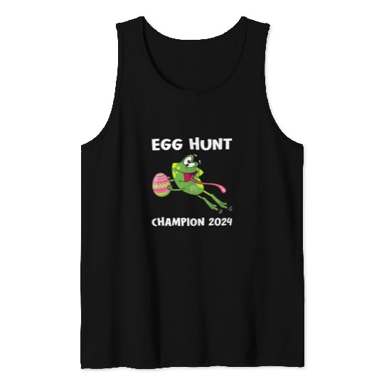 Egg Hunt Champion 2024 Funny Frog Happy Easter Day Kids Tank Tops