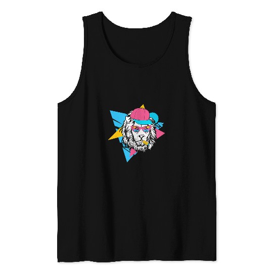 Lion Pet Retro 80s 90s Style Lion Novelty Theme 80s 90s Aesthetic Tank Tops