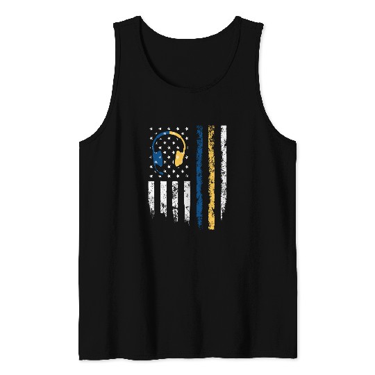 Gold Blue Line 911 Police Dispatcher First Responder 3 Tank Tops