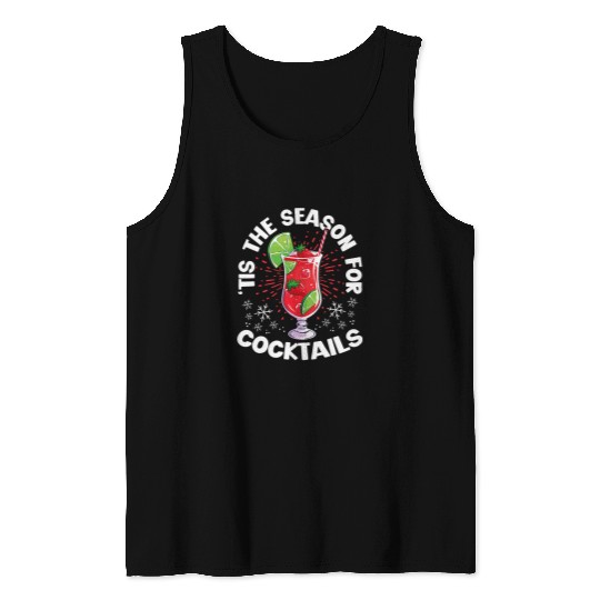 Wines Fun Christmas Cocktail Lover Happy Holidays xmass Drinking 1 Tank Tops