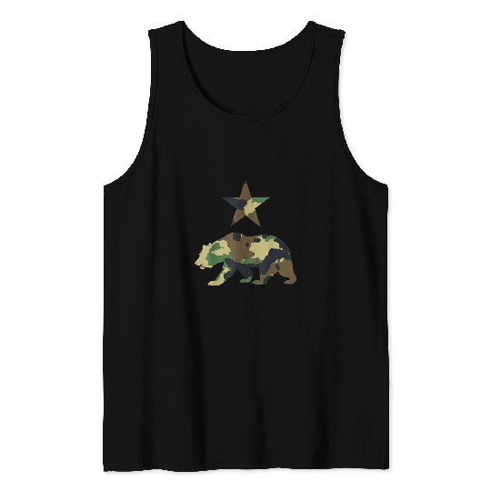 Bear Pet Camo Norcal Bear With Star Tank Tops