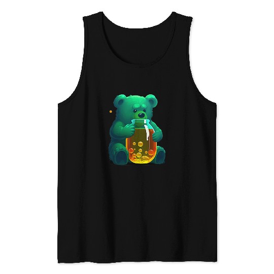 Bear Pet Cute Green Gummy Bear Tank Tops