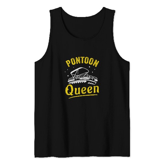 Pontoon Fun Lake Life Women Mom Grandma Pontoon Queen 1 Tank Tops