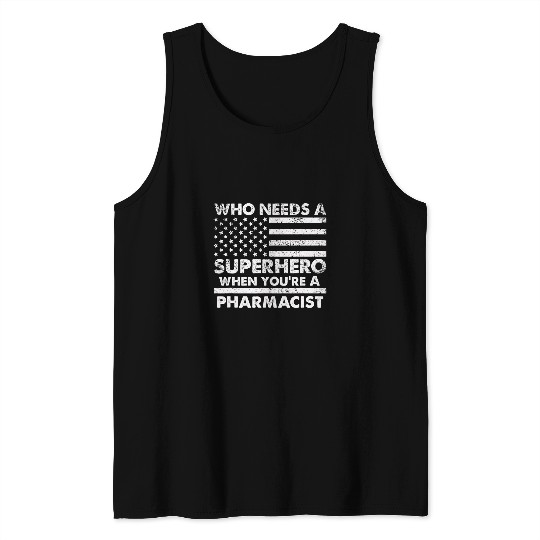 Funny Pharmacist Superhero vintages Tee For Men Dad Tank Tops