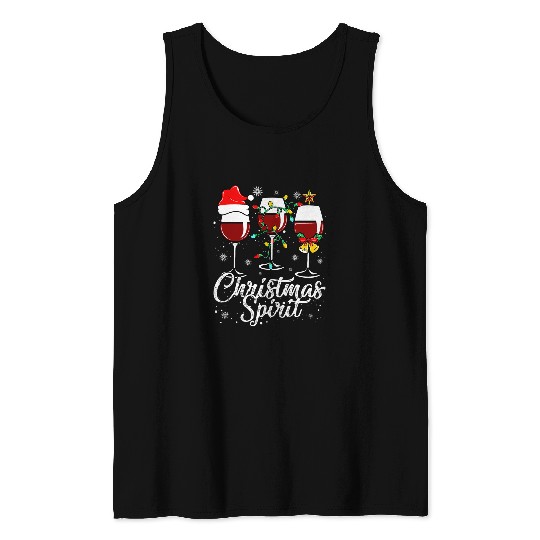 Wines Fun Christmas Spirit Glasses Of Wines Men Women Tank Tops