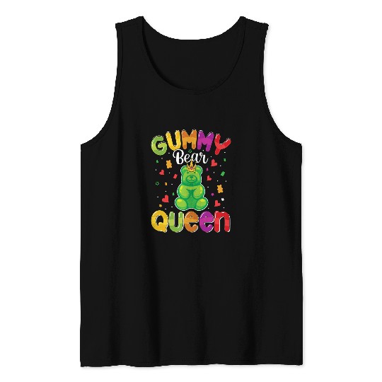 Bear Pet Gummy Bear Queen Funny Candy Lovers Girls Kids Women Tank Tops