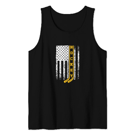 Discover Hockey Flag Patriotic Field Hockey Player Coach Tank Tops