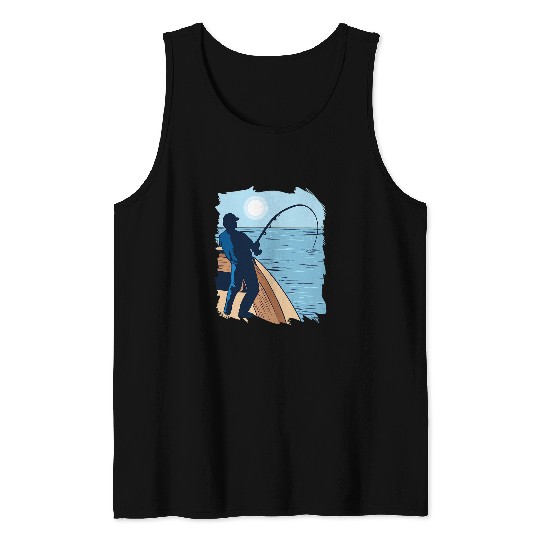 Fishing Fun Deep Sea Fishing Fisher Boat Fisherman Tank Tops