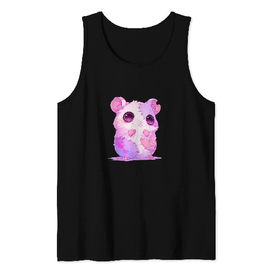 Hamster Pet Kawaii Pastel Goth Creepy Cute Zombie Patchwork Hamster Tank Tops