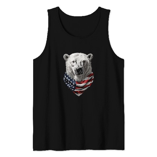 Bear Pet Polar Bear 4th Of July Patriotic USA Kids Boys Girls Women Tank Tops