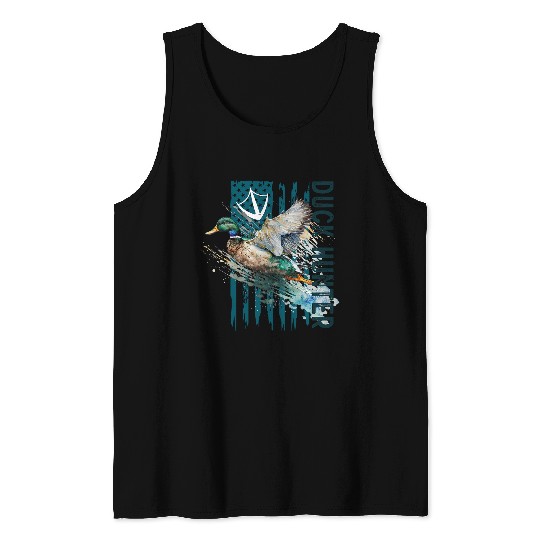 Duck Hunter American US Flag Duck Lover Waterfowl Hunting Tank Tops