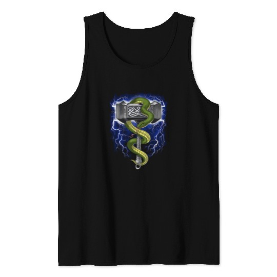 Norse Viking Warrior Hammer God Odin Runes Nordic Pagan Tank Tops
