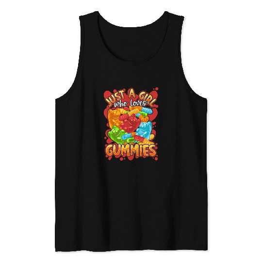 Bear Pet Cute Girls Gummy Worms Candy Lover Gummy Bear Sweet Tooth Tank Tops
