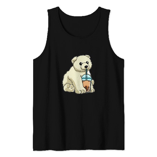 Bear Pet Ice Bear Drinking Bubble Tea Cute Animals With Boba Tea 1 Tank Tops