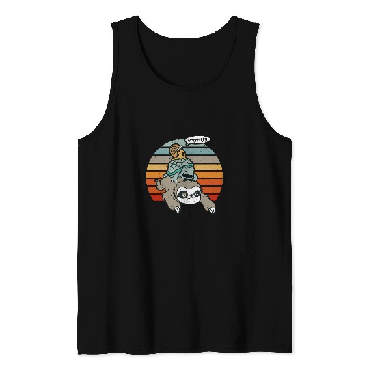 Sloth Pet SLOWPOKE Sloth Turtle Snail Retro Sunset Cute Animals Tank Tops