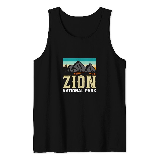 Retro Zion National Park Utah Hiking Tank Tops