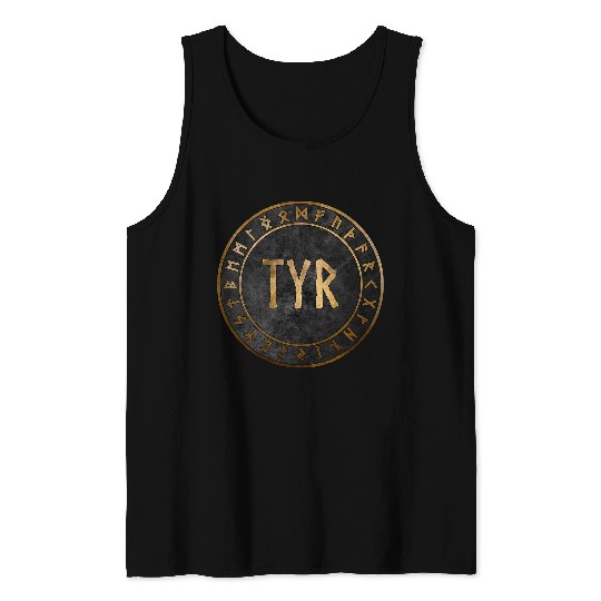 Tyr Norse God with Viking Runes Tank Tops