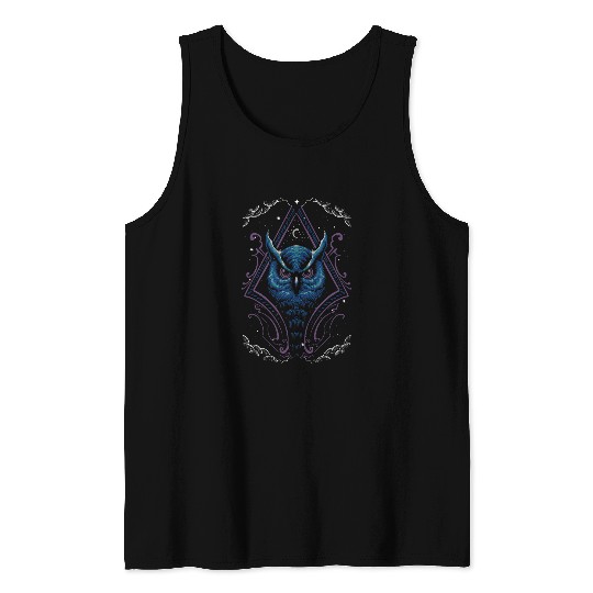 Owl Pet Spiritual Owl Moon Birdwatching Tank Tops