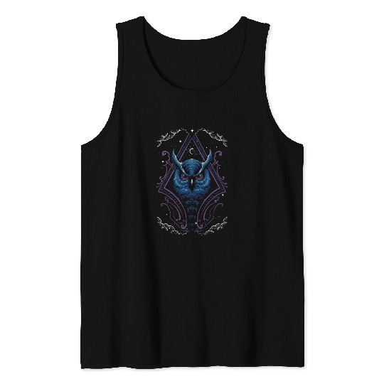 Owl Pet Spiritual Owl Moon Birdwatching Tank Tops