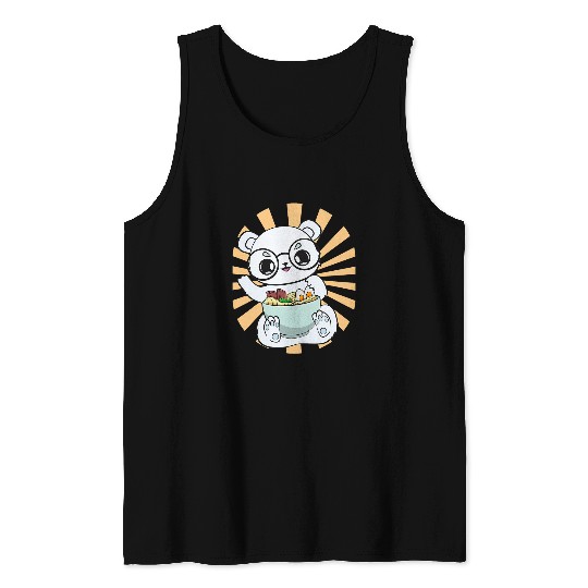 Japanese Ramen Noodles Kawaii Cute Anime Polar Bear Tank Tops