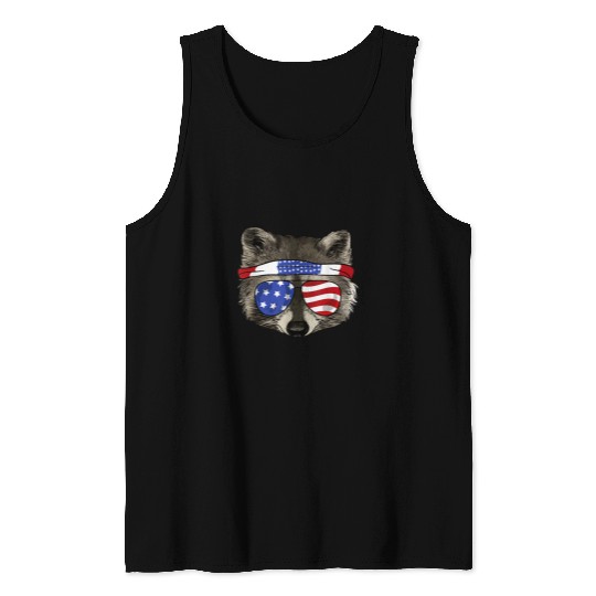 Raccoon Pet July 4th Trash Panda Funny Patriotic Raccoon 2 Tank Tops