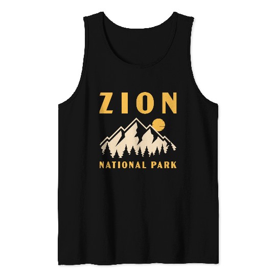 Retro Zion National Park Utah Mountain Women Men Kids Hiking 1 Tank Tops