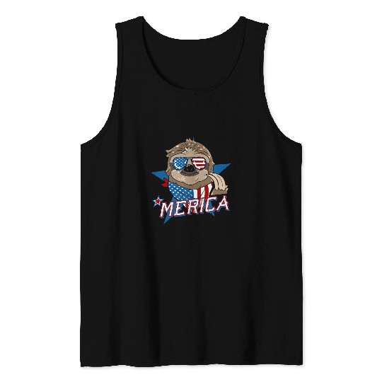 Sloth Pet Merica Gift For Sloths Lover Tank Tops