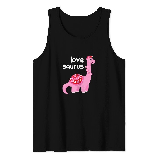 Love Saurus Valentines Day Dinosaur Brontosaurus Tank Tops