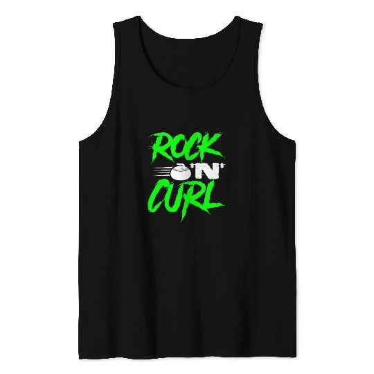 Rock N Curl Funny Ice Curling Rock Pun Curling Tank Tops