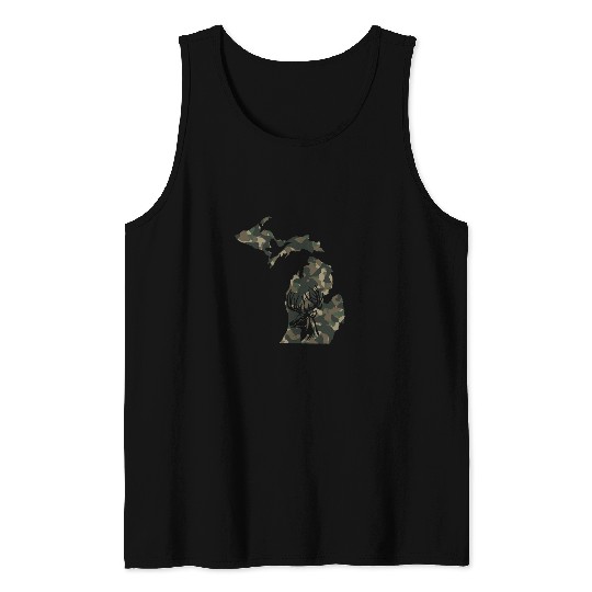 Duck Pet Michigan UP Camo deer duck bird man cave state Tank Tops