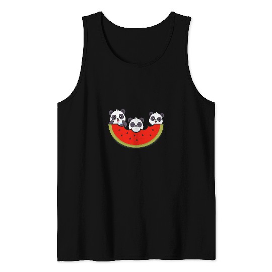 Panda Pet Watermelon Funny Watermelons Fruit Lover Graphic Tank Tops