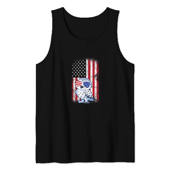 Owl Pet Snowy Owl American Flag Boys Girls Men Women Fourth Of July Tank Tops