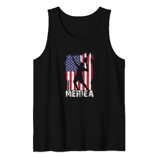 Merica 4th of July Tennis s USA Flag Patriotic Boy Men Tank Tops