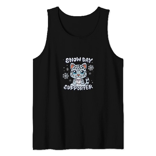 Snow Day Supporter Leopard Snowflake Winter Let It Snow Tank Tops