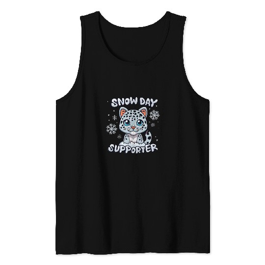 Snow Day Supporter Leopard Snowflake Winter Let It Snow Tank Tops