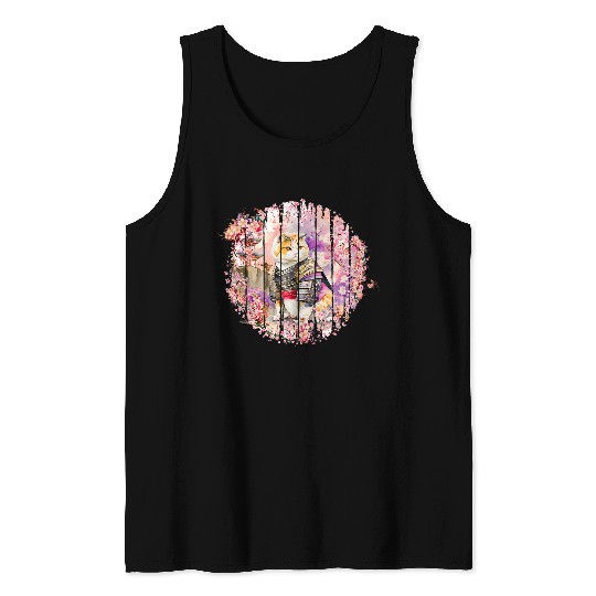 Japanese samurai cat tattoo kawaii ninja cat 7 Tank Tops