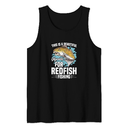 Redfish Fishing Accessories for Men Fisherman Fisher Tank Tops