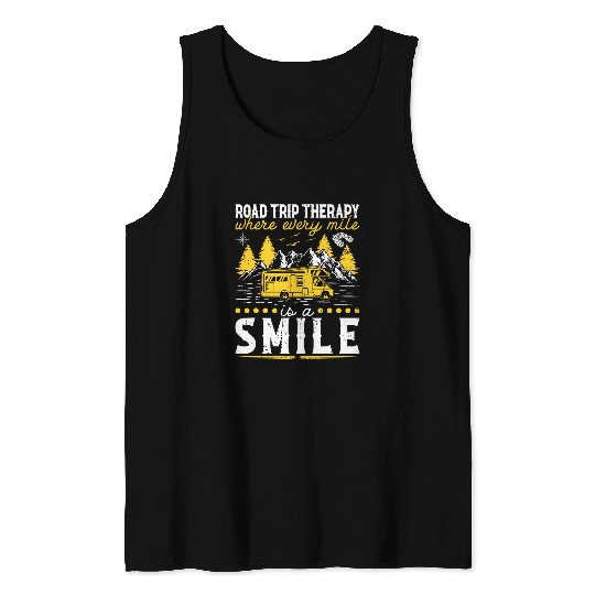 Road Trip Therapy RV Camping Camper Travel Travelling Tank Tops