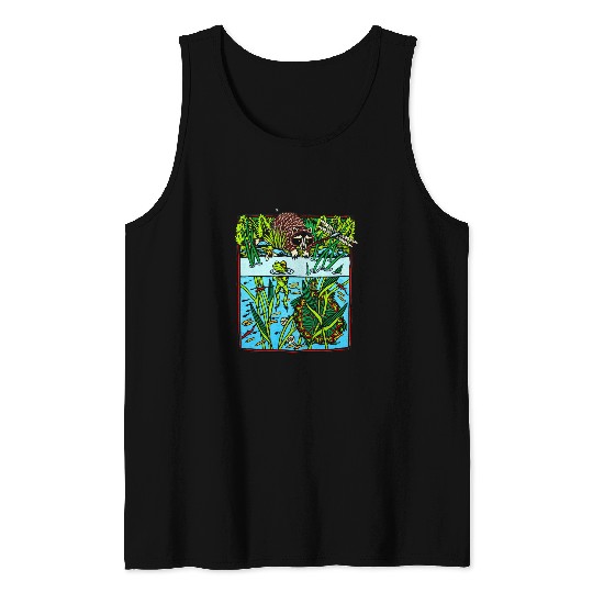 Raccoon Pet Pond Scene Youth Ash raccoon and frog Tank Tops
