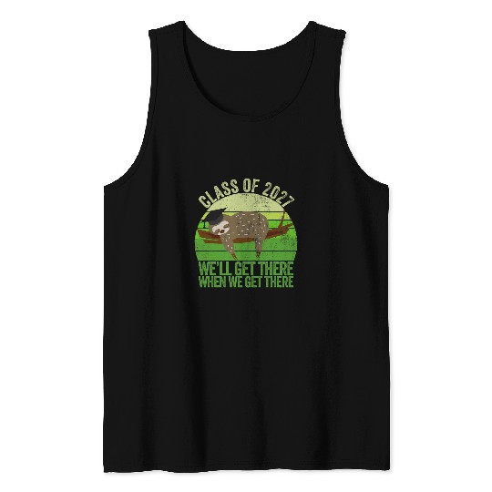Sloth Pet Funny vintages 7th Grade Class Of 2027 Sloth Grow With Me Tank Tops