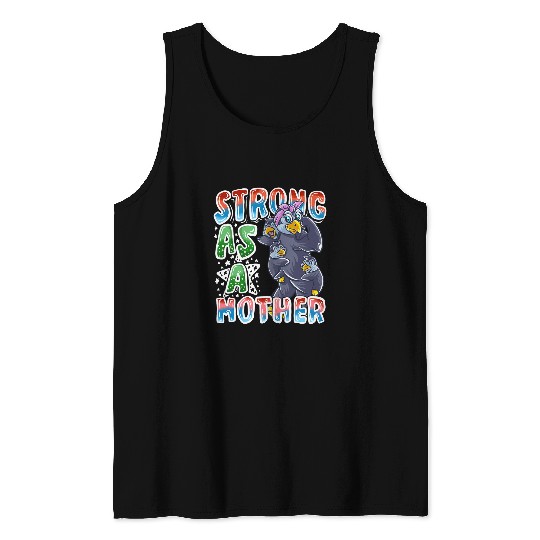Penguin Pet Mom Strong As A Mother Mommy Mama Mother s Day Tank Tops
