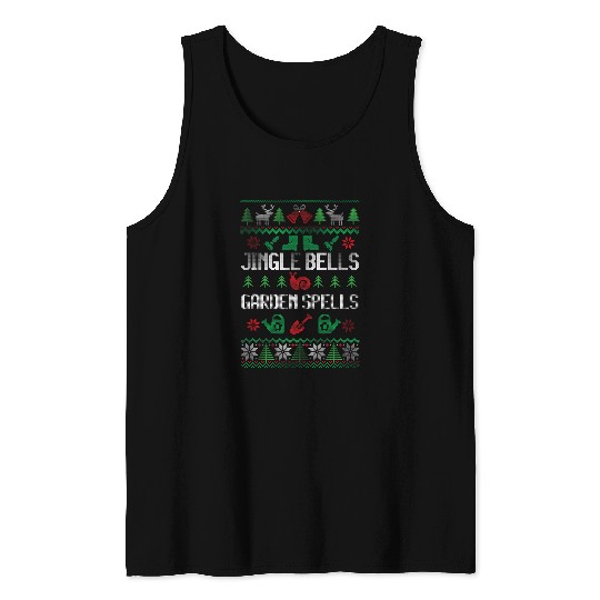 Jingle Bells Garden Spells Ugly xmass Gardening Christmas Tank Tops