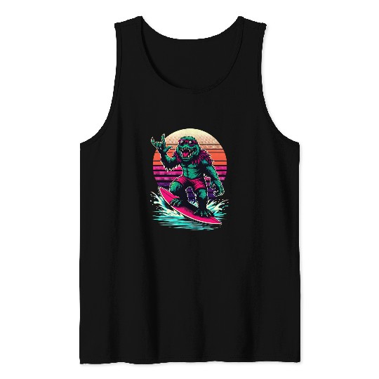 Surf Monster Surfing Cryptid Sea Creature vintages Surf Beast 1 Tank Tops