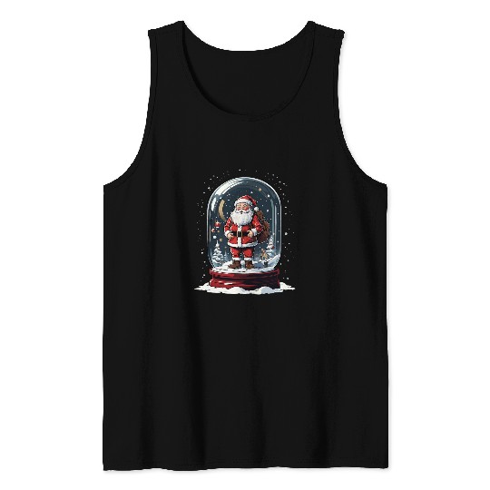 Santa Snow Globe Christmas Holiday Scene Winter Wonderland Tank Tops