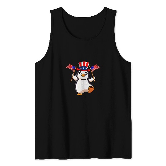 Penguin Pet 4th Of July Penguin Funny American USA Patriotic 1 Tank Tops