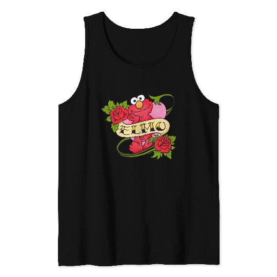 Sesame Street Elmo Hearts And Roses Tattoo Tank Tops