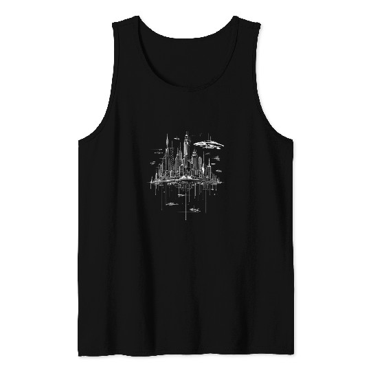 Skylines of Destiny Flying Vehicle Tank Tops