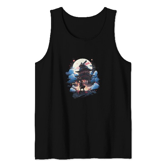 Samurai Japan Fantasy Manga Katana Geisha 1 Tank Tops