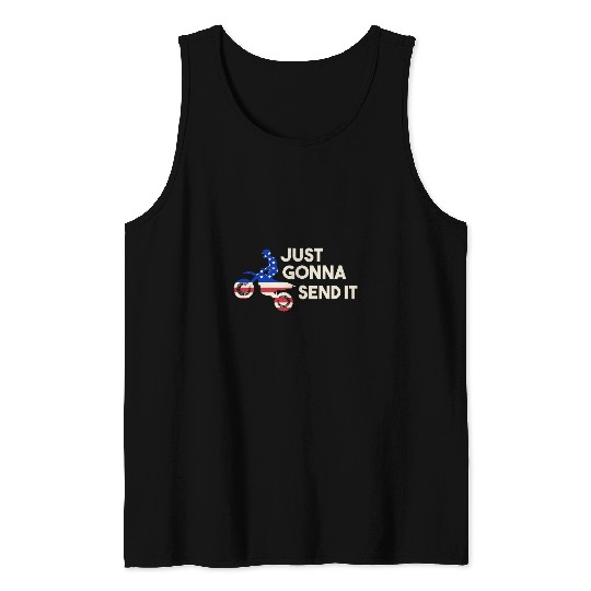 Just Send It Motocross Dirt Bike American Flag Tank Tops