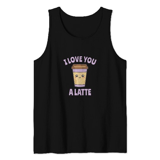 Coffee Fun I Love You a Latte Kawaii Style Coffee Cup 2 Tank Tops